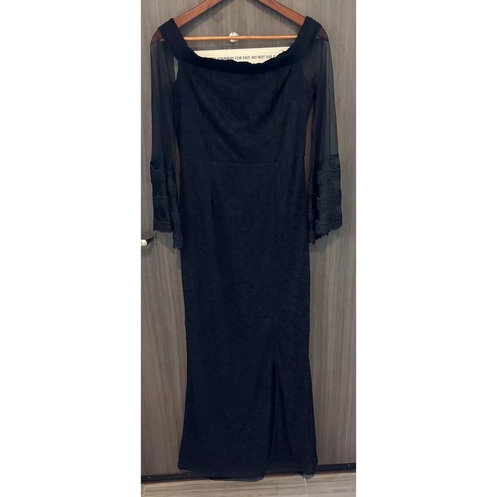 Vfshow Vfemage Maxi Dress Women's M Black Bell Sleeve Off Shoulder Witchy‎ Goth